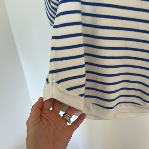 Zara Blue & White Striped Cotton Boat Neck Top | Nautical Preppy Style - Picture 5 of 5